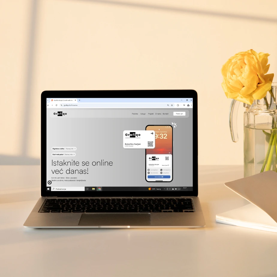Landing page and web development for Grafiqo company, integrating modern UI and responsive design